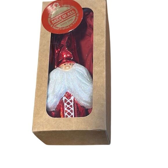 Max Glass mouth blown Santa Christmas Ornament glitter Made in Poland. Large - Picture 1 of 8